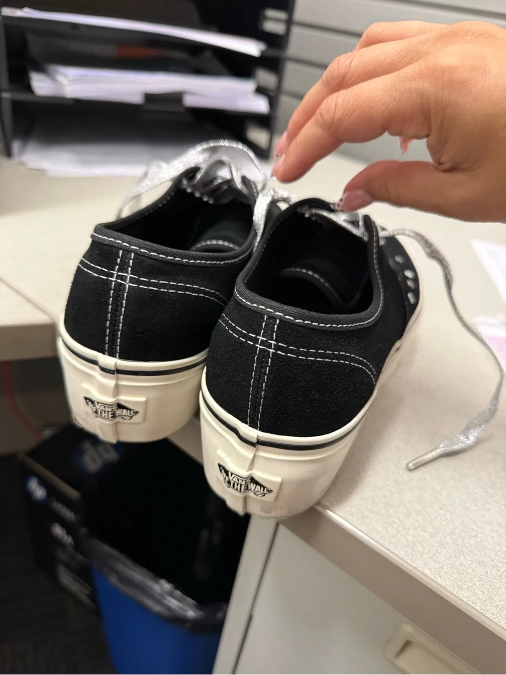 Vans Black Platform Sneakers with Silver Star Accents